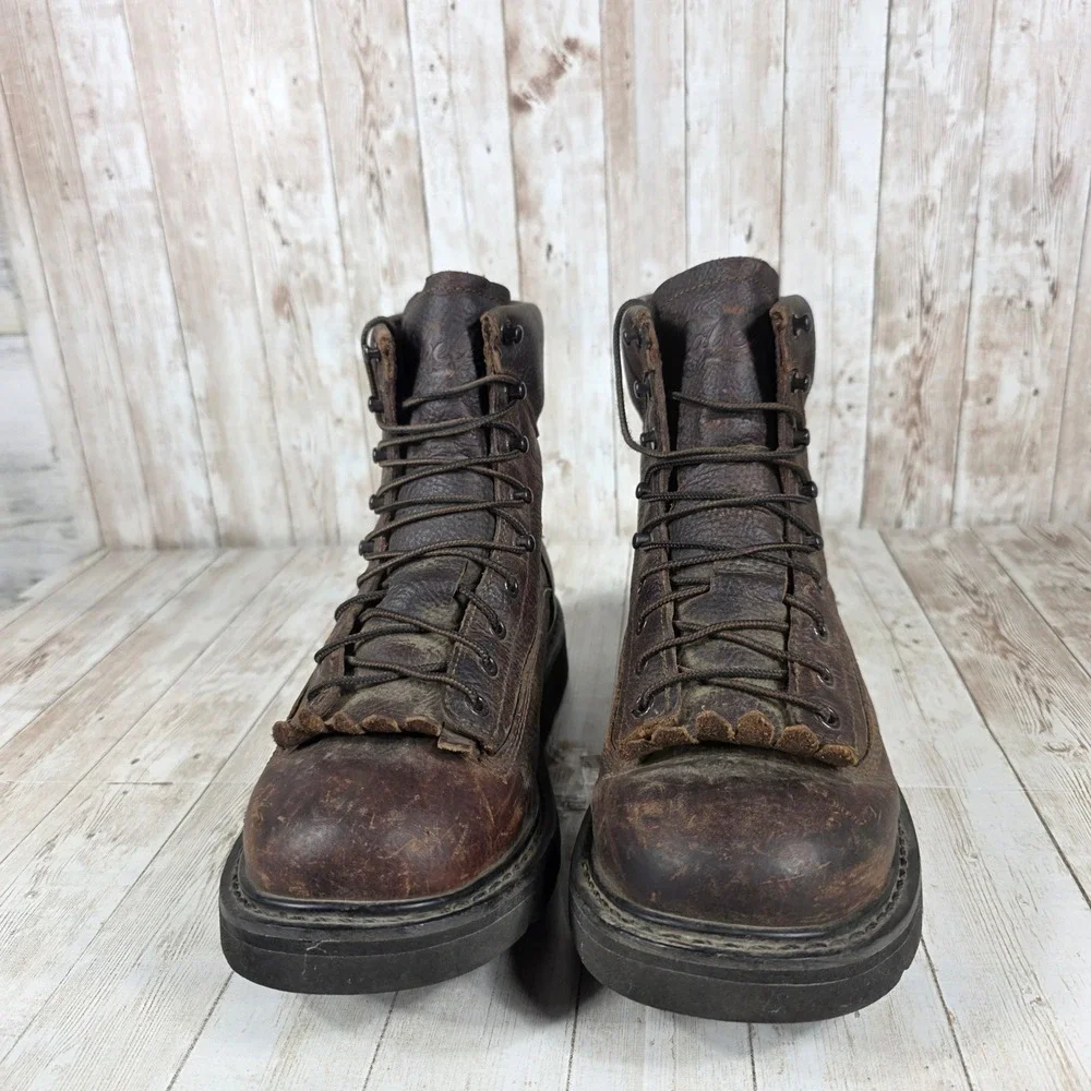 Cabelas‎ Mens Work Boots Size 8 1/2 EE Brown Leather Lace Up Vibram Sole